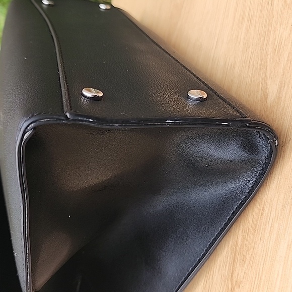 Calvin Klein Lock Black Leather Satchel - Picture 14 of 16